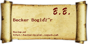 Becker Boglár névjegykártya